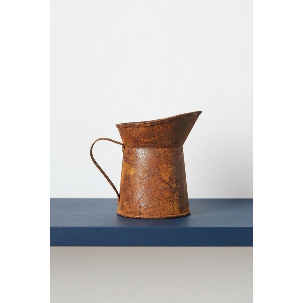 Vintage Rusty Metal Pitcher Rustic Farmhouse Patina Jug Decor